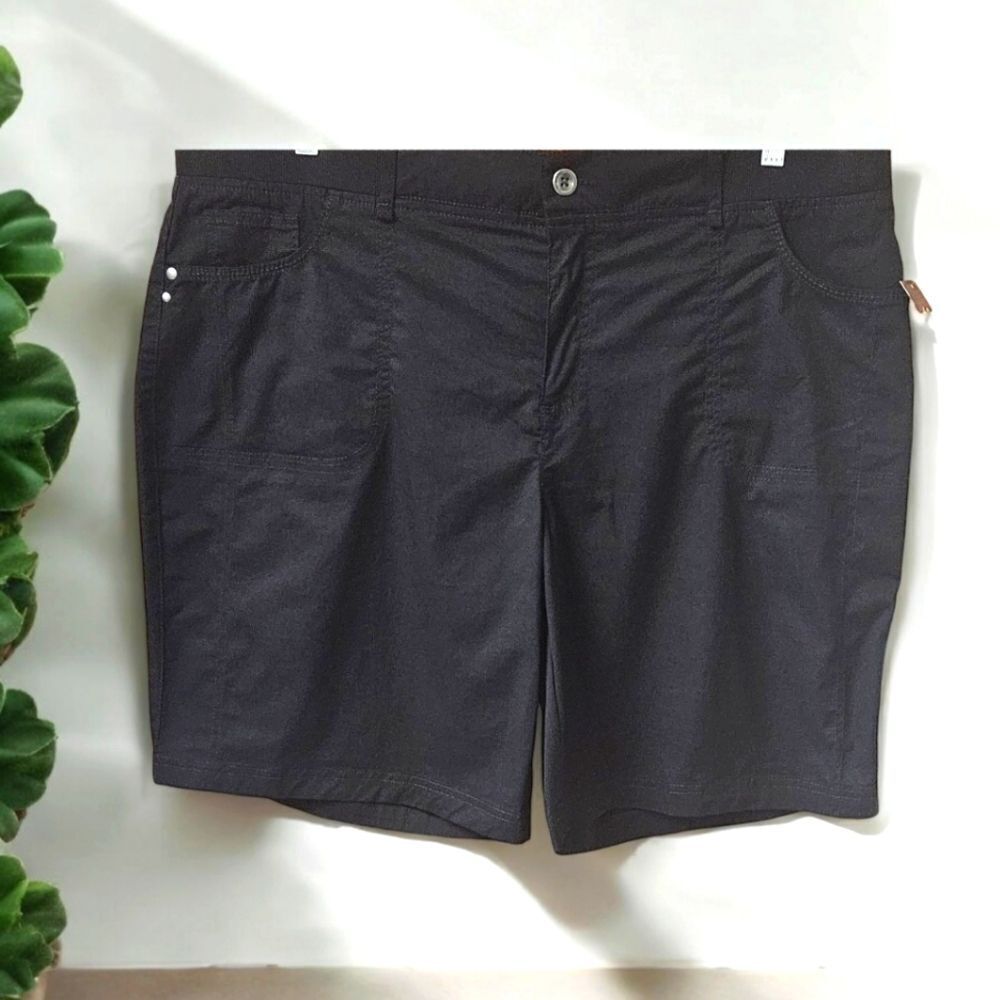 GLORIA VANDERBILT PLUS SIZE KRISTINE BLACK OVERSIZED High rise Cotton Shorts 18W